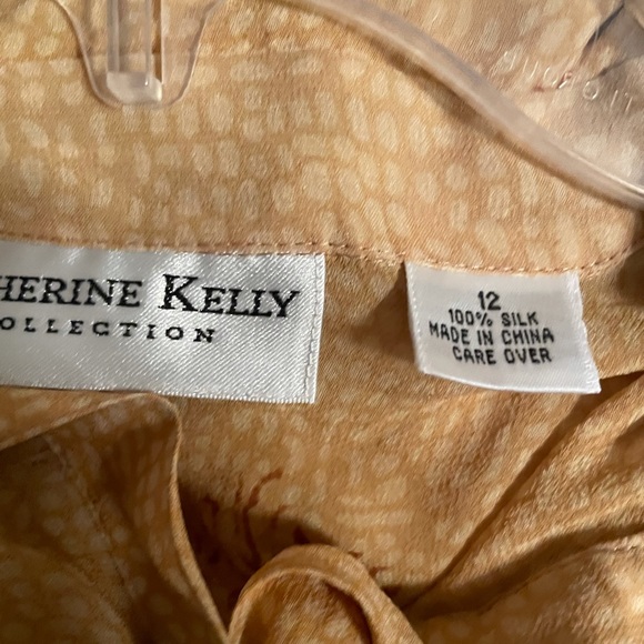 Katherine Kelly Collections • Size 12 • 100% Silk • Brwon/Gold • Floral • Blouse - Picture 11 of 15